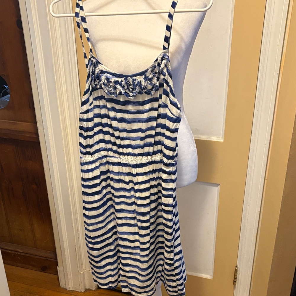 LOFT Blue and White Striped Dress